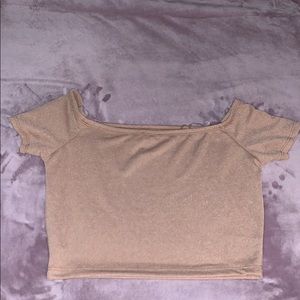Nude Semi Off the Shoulder Top